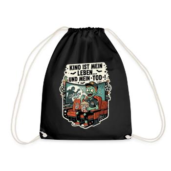 Kino Horror Zombie Popcorn Humor - Turnbeutel - Schwarz - Vorne