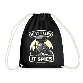 Raven with Camera Spy Design - Drawstring Bag - black - Front