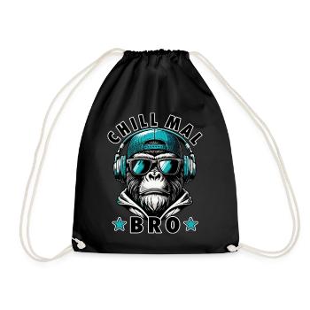Chill Mal Bro Cooler Affe Mit Sonnenbrille  - Turnbeutel - Schwarz - Vorne