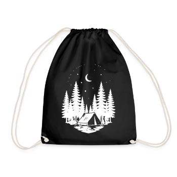 Nachtwald Camping Silhouette - Turnbeutel - Schwarz - Vorne