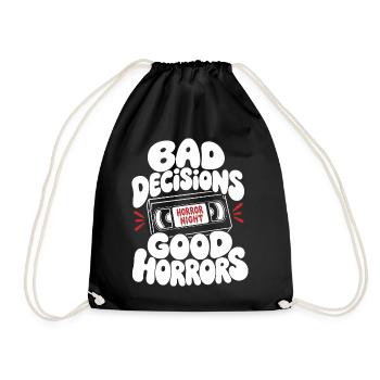 Bad Decisions Good Horrors Retro - Drawstring Bag - black - Front