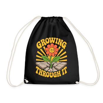 Growing Through It Flower - Drawstring Bag - black - Front