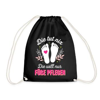 Füße Pflegen - Fußpflege Podologin Pediküre - Turnbeutel - Schwarz - Vorne
