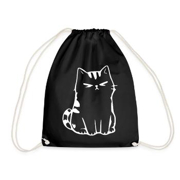 Lustige Katze Minimalistisches Katzen Geschenk  - Turnbeutel - Schwarz - Vorne