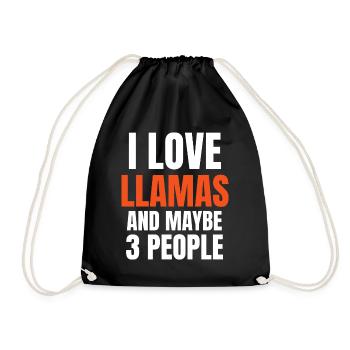 I Love Llamas And Maybe 3 People Funny - Drawstring Bag - black - Front