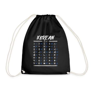 Apprenez les caractères du Hangul coréen - Sac de sport léger - noir - Devant