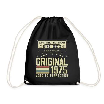 49th Retro Style Anniversary Gift 1975 - Drawstring Bag - black - Front