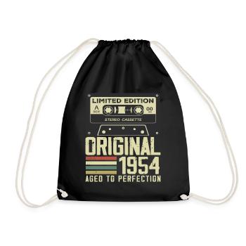 Geschenk zum 70-jährigen Jubiläum im Retro-Stil 1954 - Turnbeutel - Schwarz - Vorne