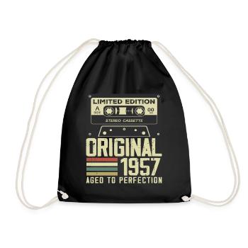 67th Retro Style Anniversary Gift 1957 - Drawstring Bag - black - Front