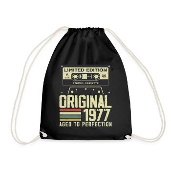 47th Retro Style Anniversary Gift 1977 - Drawstring Bag - black - Front