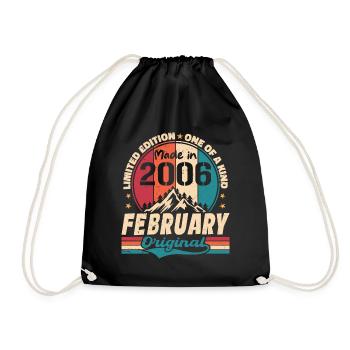 Cadeau 18e Anniversaire Vintage Né En Février 2006 - Sac de sport léger - noir - Devant