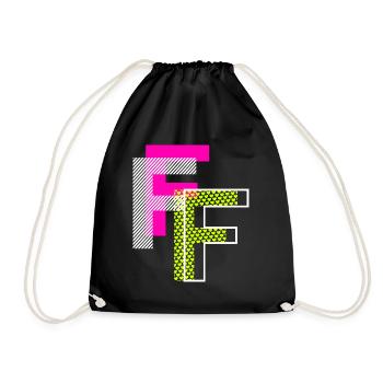 F Buchstabe - Turnbeutel - Schwarz - Vorne