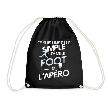 Football féminin / Footballeuse - une fille simple - Sac de sport léger - noir - Devant
