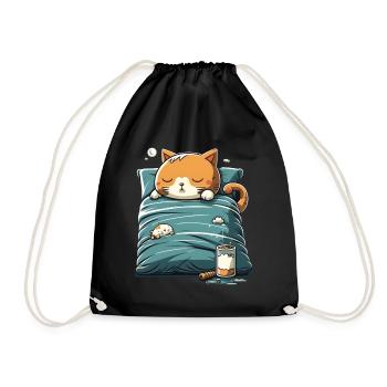 Kawaii Katze schlaf Geschenk - Turnbeutel - Schwarz - Vorne