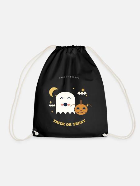 Geist und Kürbis: Spooky Season - Turnbeutel - Schwarz
