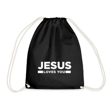 Jesus loves you tshirt god buddha christianity - Drawstring Bag - black - Front