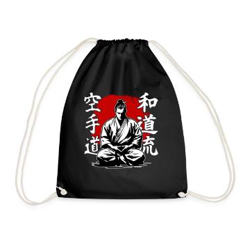 Samurai Wado Ryu Karate Kampfkunststil - Turnbeutel - Schwarz - Vorne