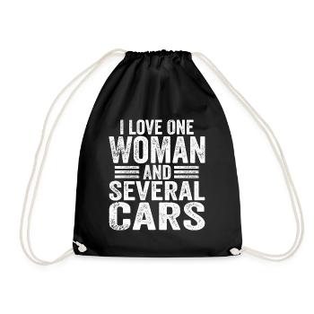 I Love One Woman And Several Cars Funny Mechanic - Drawstring Bag - black - Front