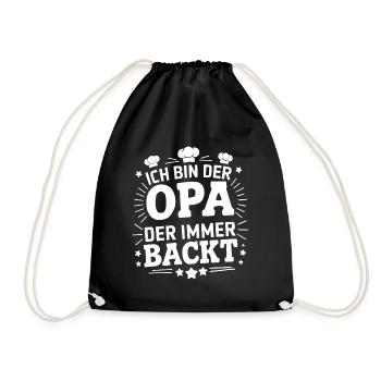 Ich bin der Opa der immer backt lustiger Opaspruch - Turnbeutel - Schwarz - Vorne