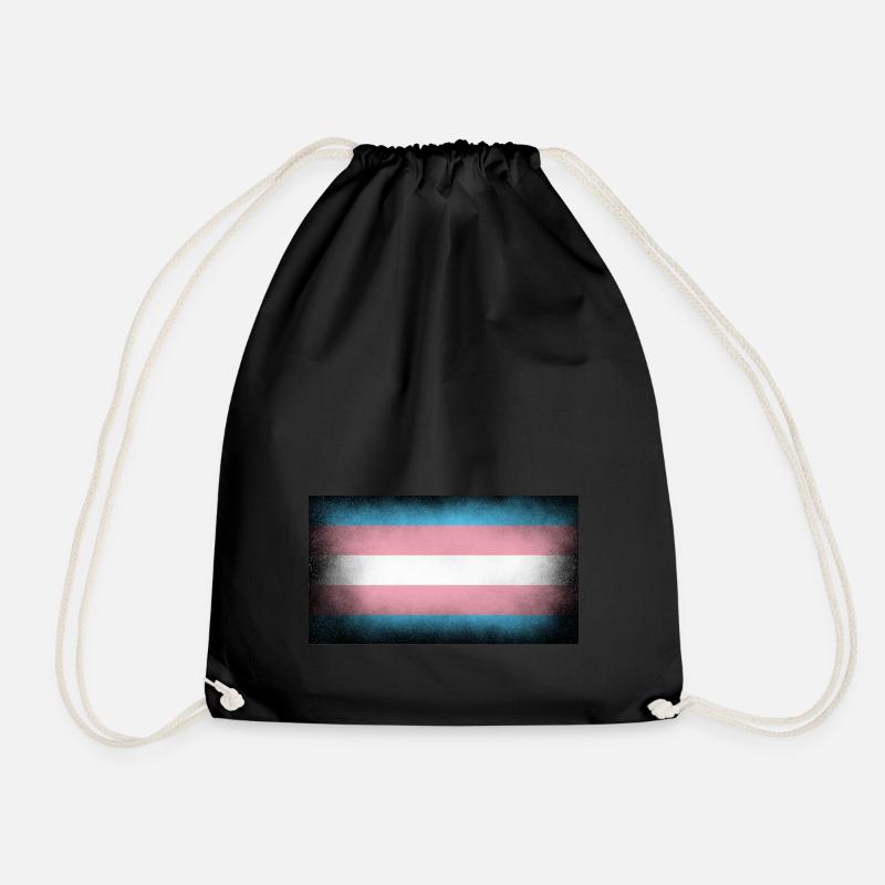 Trans Flagge - Turnbeutel - Schwarz