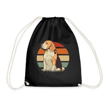 Beagle drawing Beagle dog - Drawstring Bag - black - Front