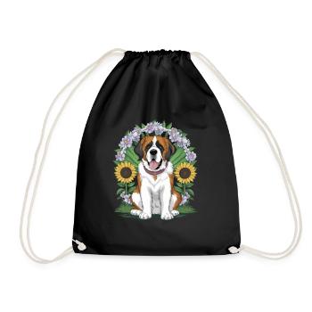 Saint-Bernard aux tournesols - Sac de sport léger - noir - Devant