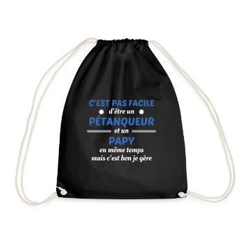 t shirt papy petanque cadeau noel grand pere - Sac de sport léger - noir - Devant
