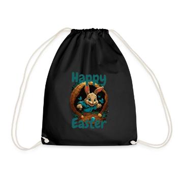 joyeuses Pâques Lapin de Pâques dans le panier de Pâques Lapin Pâques - Sac de sport léger - noir - Devant