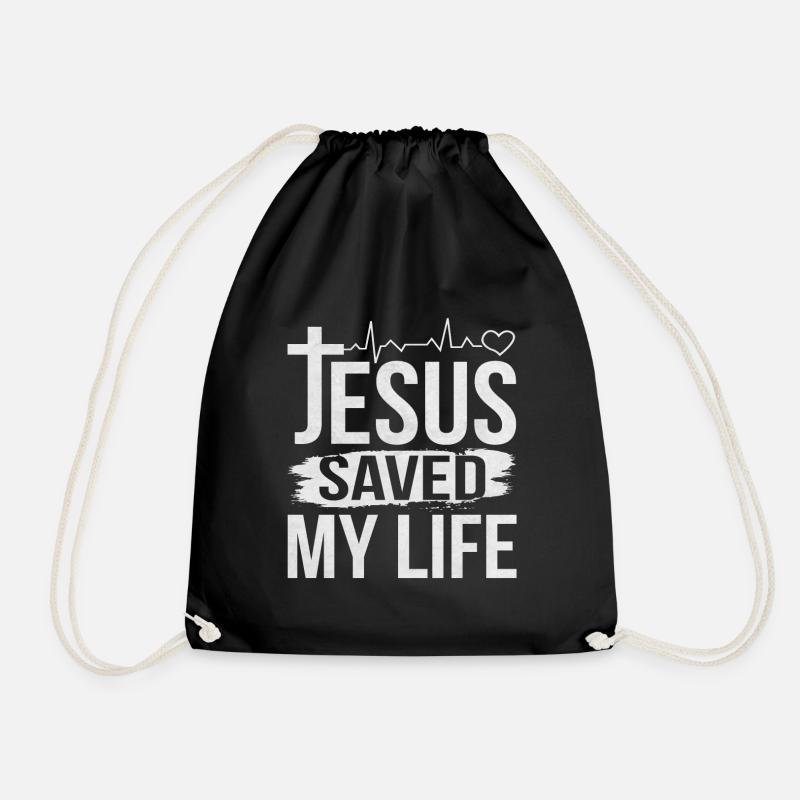 Jesus Christen Sprüche Leben Gerettet Geschenk - Turnbeutel - Schwarz