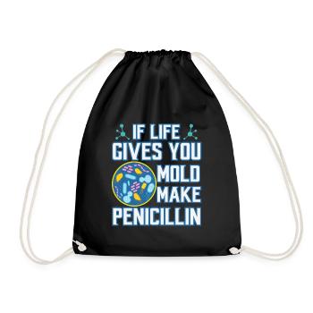Biologie Spruch Lehrer Student Penicillin Geschenk - Turnbeutel - Schwarz - Vorne