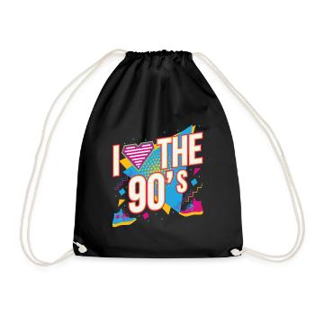 I Love 90s 90s Motto Party Outfit Gift - Drawstring Bag - black - Front