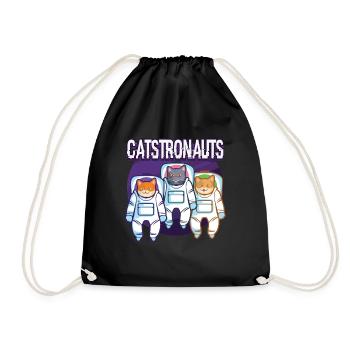 Cats astrologi astronaut space star gift - Drawstring Bag - black - Front