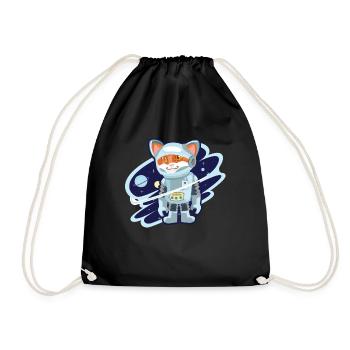 Cats astronaut space star gift - Drawstring Bag - black - Front