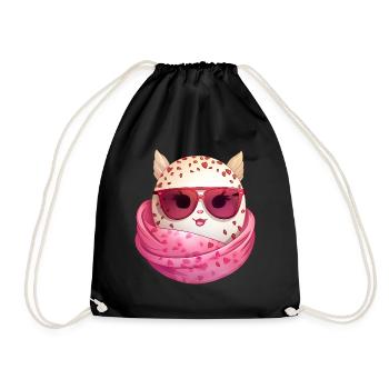 Kawaii Easter egg with ears and sunglasses Funny - Drawstring Bag - black - Front