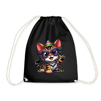 Mardi Gras Bengal Cat, Comic Look - Drawstring Bag - black - Front