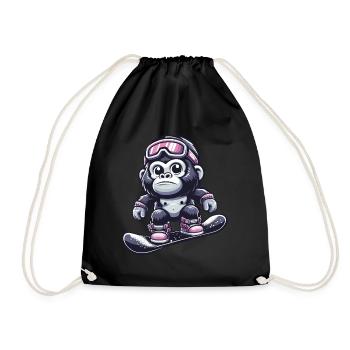 Affe Gorilla Schimpanse Skiurlaub Skifahrer Design - Turnbeutel - Schwarz - Vorne