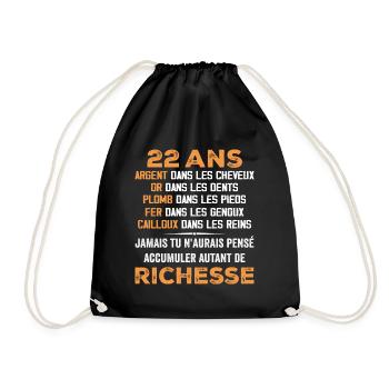 22 Jahre altes lustiges Geburtstagsgeschenk. 22 Jahre altes Geschenk - Turnbeutel - Schwarz - Vorne