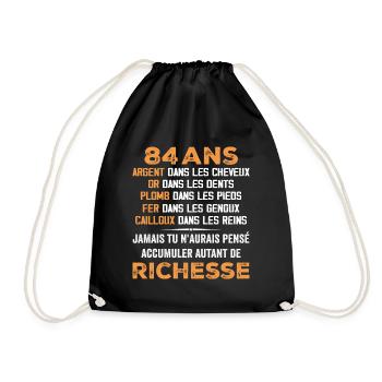 84 Years Old Funny Birthday Gift 84 Years Old Gift - Drawstring Bag - black - Front