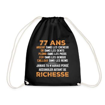 77 Ans Cadeau D'anniversaire Drôle Cadeau 77 ans - Sac de sport léger - noir - Devant