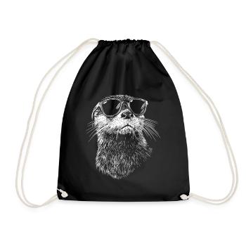Cool Otter Sunglasses Summer Beach - Drawstring Bag - black - Front