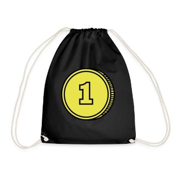 coin - Drawstring Bag - black - Front