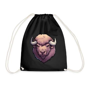 Bison Buffalo - Drawstring Bag - black - Front