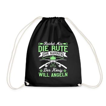 der König will Angeln - Turnbeutel - Schwarz - Vorne