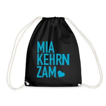 MIA KEHRN ZAM Spruch Bayern Hochzeit Poltern blau - Turnbeutel - Schwarz - Vorne