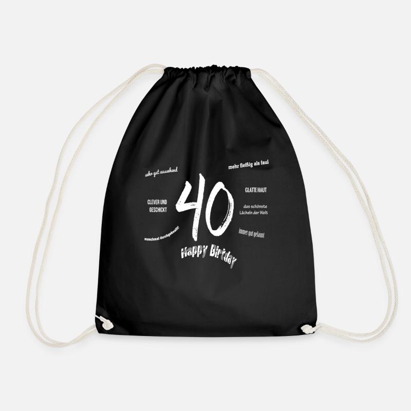 40 Happy Birthday - Turnbeutel - Schwarz