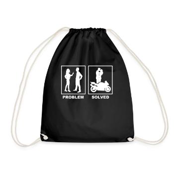 Moto, relation, amour, couple, idée cadeau - Sac de sport léger - noir - Devant