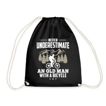 Never Underestimate An Old Man With A Bicycle - Drawstring Bag - black - Front