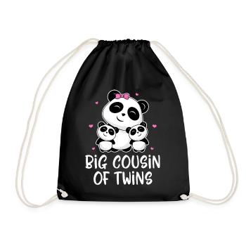 Big Cousin Of Twins - Cute Panda Pandas - Drawstring Bag - black - Front
