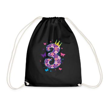 3rd birthday girl daughter princess - Drawstring Bag - black - Front