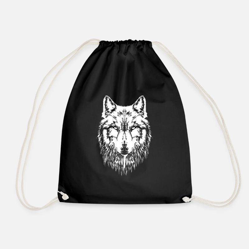 Wolf Kopf - Turnbeutel - Schwarz
